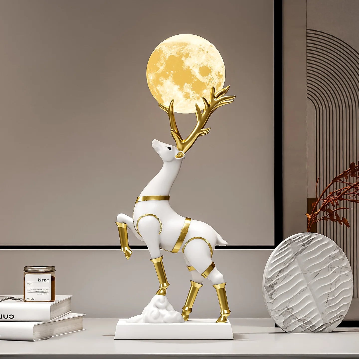 Nordic Luxury Decor Lucky Deer sculpture by 𝕄𝕔 𝕋𝕙𝕖 𝔹𝕝𝕒𝕔𝕜 𝔻𝕚𝕒𝕞𝕠𝕟