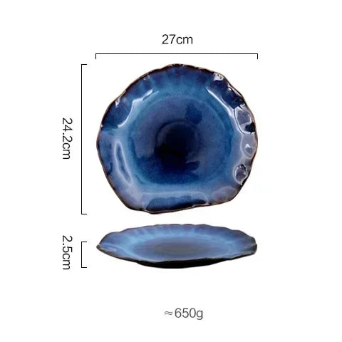 Deep blue ceramic flat plate by 𝕄𝕔 𝕋𝕙𝕖 𝔹𝕝𝕒𝕔𝕜 𝔻𝕚𝕒𝕞𝕠𝕟�