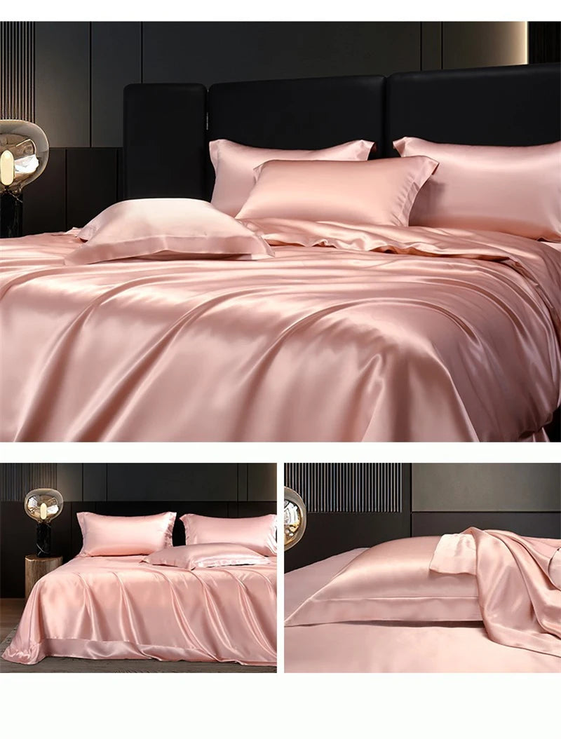 Solid silk bedding set with duvet cover, fitted sheet, pillowcases, and bedspreads for single or double beds by ๐๐ ๐๐๐ ๐น๐๐๐๐ ๏ฟฝ