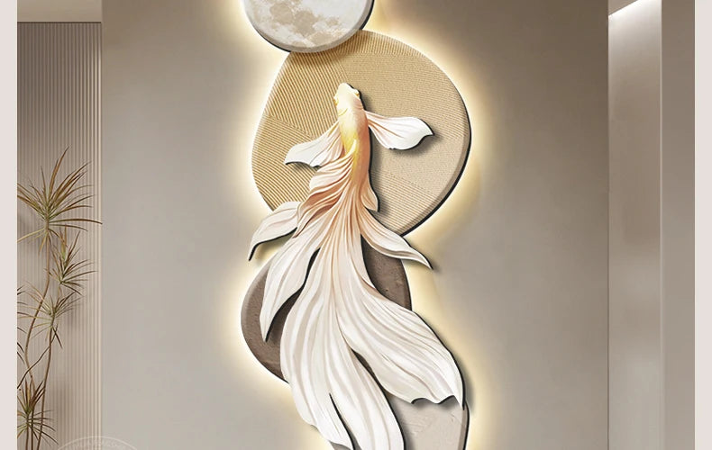 Colorful koi wall 3D painting poster by MC THE BLACK DIAMOND, featuring vibrant koi fish design on a decorative wall art piece.