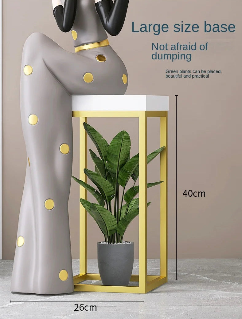 Large luxury art figurine by MC THE BLACK DIAMOND, decorative floor tray for living room or foyer accent decor.
