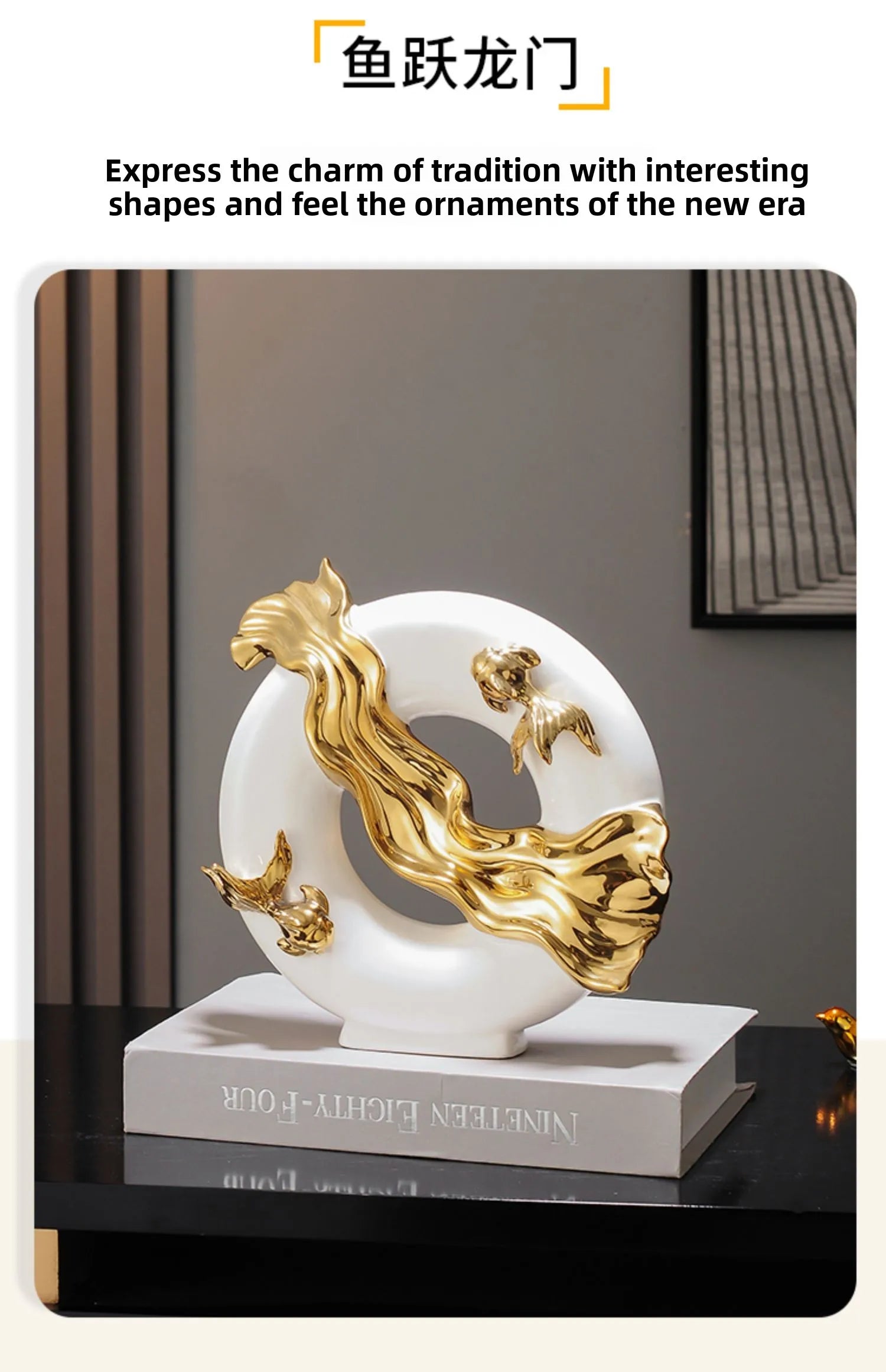 Modern Art Home Decor, Chinese Koi Lucky Ornament, Ceramic Crafts, Light Luxury Living Room, Study, Office Decorative Figurines - 𝕄𝕮 𝕋𝕙𝕖 𝔹𝕝𝕒𝕔𝕜 𝔻𝕚𝕒𝕞𝕠𝕟𝕕