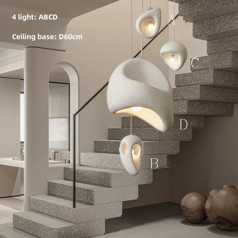 Nordic Villa Stairs Wabi Sabi E27 LED pendant light by MC THE BLACK DIAMOND, featuring a minimalist, rustic design and warm illumination.