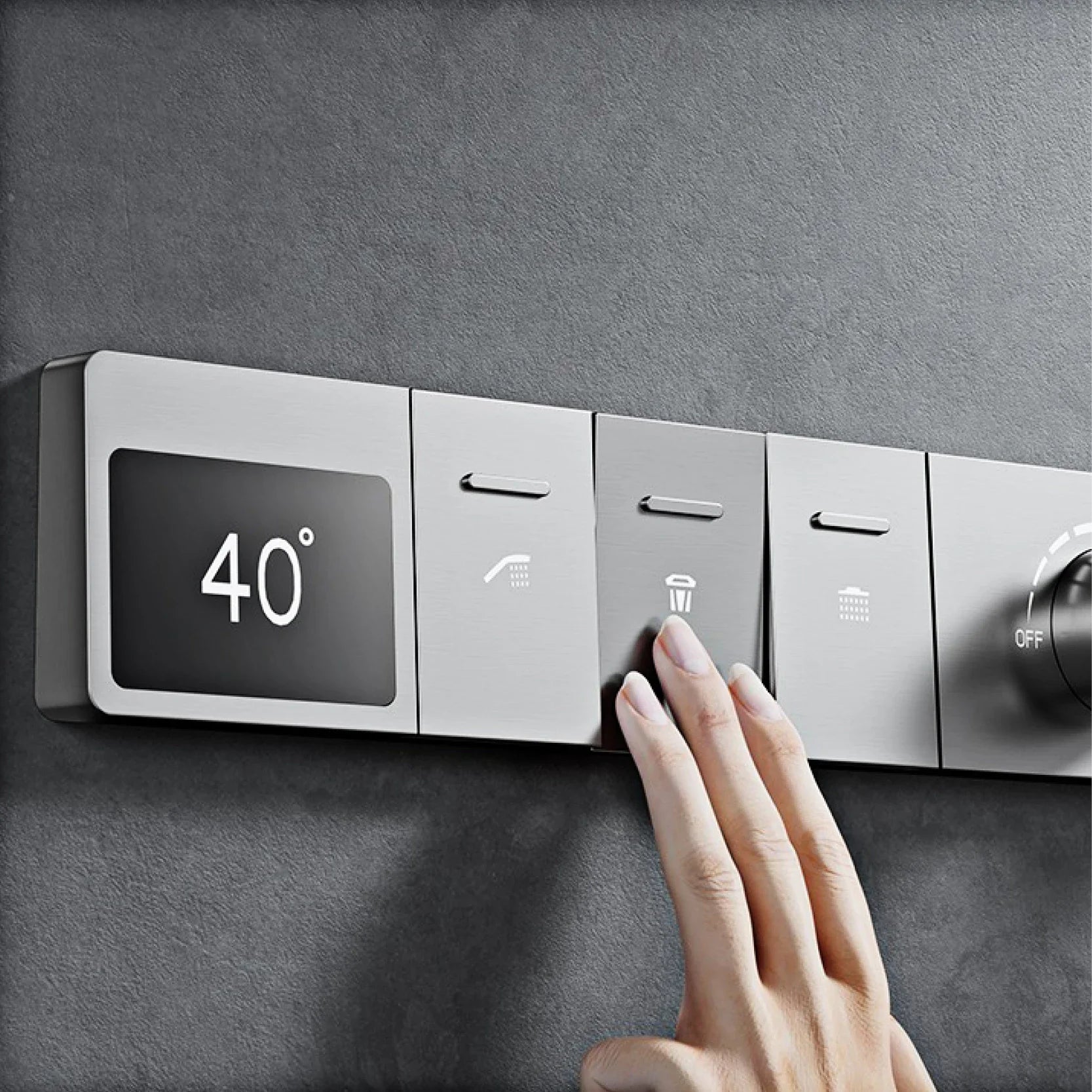 Luxury brass gun gray ceiling shower system with LED digital display, hot and cold water control, embedded bathroom faucet by šš ššš š¹šššš š»ļæ½