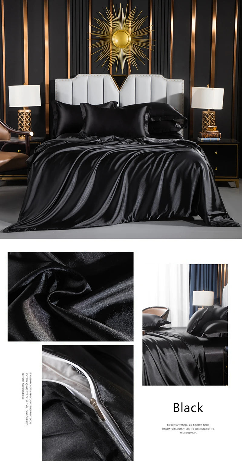 Silk bedding set with duvet cover, fitted sheet, flat sheet, and pillowcases by ๐๐ ๐๐๐ ๐น๐๐๐๐ ๐ป๐๏ฟฝ