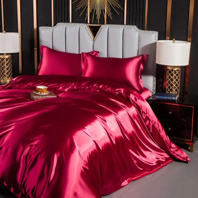 Luxury solid silk bedding set with duvet cover, fitted sheet, pillowcases in king and queen sizes by ๐๐ ๐๐๐ ๐น๐๐๐๐ ๐ป๐