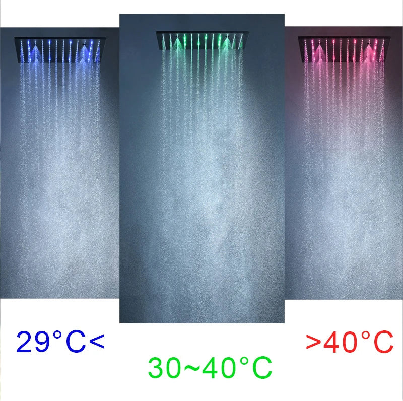 Luxury 16/20 inch rainfall mist spray LED shower head set with side massage jets and temperature control from šš ššš š¹šššš š»ļæ½