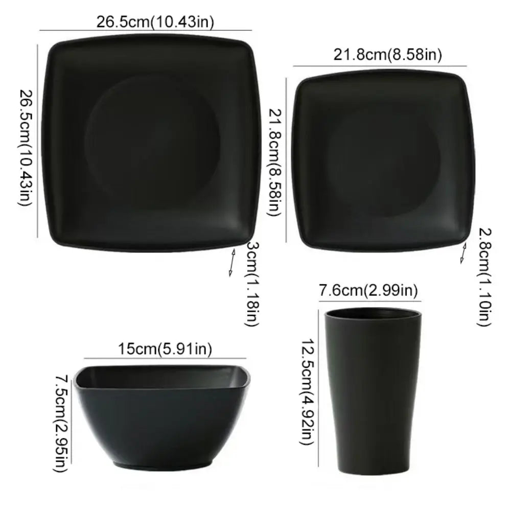 16pcs plastic square dinnerware set by šš ššš š¹šššš š»šššš š