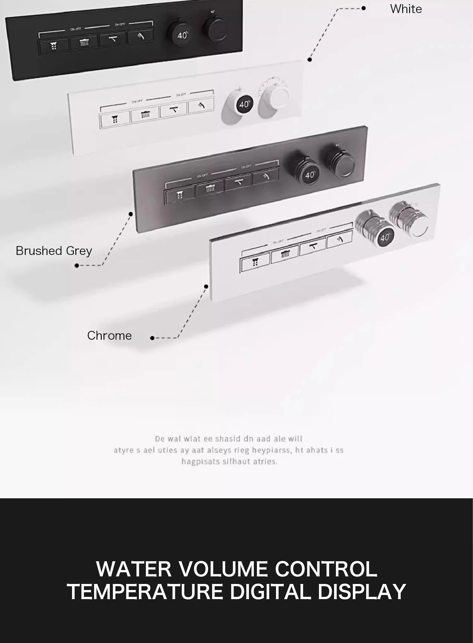 Luxury gray brass shower system with ceiling design, LED display, dual hot and cold controls, from šš ššš š¹šššš š»šļæ½