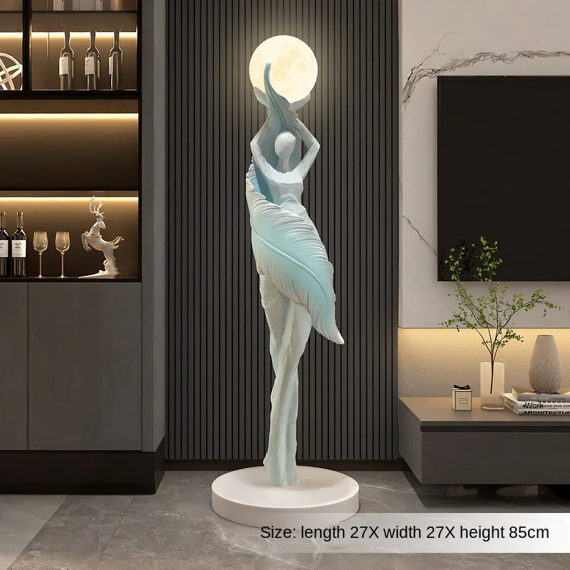 Modern HomeDecor Abstract Feather Girl Art Sculpture Ornament Large Size Figure Statue Living Room Floor Decor Resin Crafts Gift - https://mohammadcollection.com