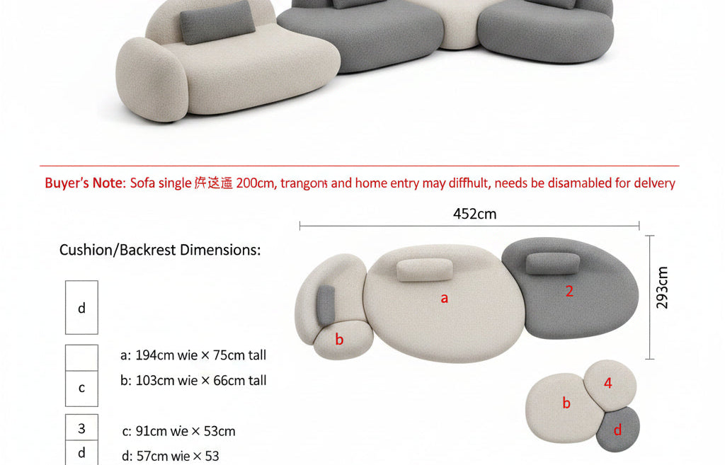 Luxury Italian pebble fabric Creative sofa by MC THE BLACK DIAMOND, featuring a special-shaped compression design and sofa bed function.