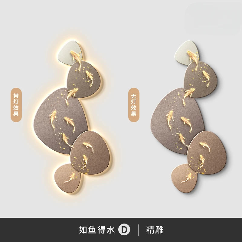Home Art Decor Nine Fish Map Lamp painting Light Luxury Corridor Aisle Wall Decoration Luminous Murals High-end Hanging Painting - ๐๐ฎ ๐๐๐ ๐น๐๐๐๐ ๐ป๐๐๐๐ ๐๐