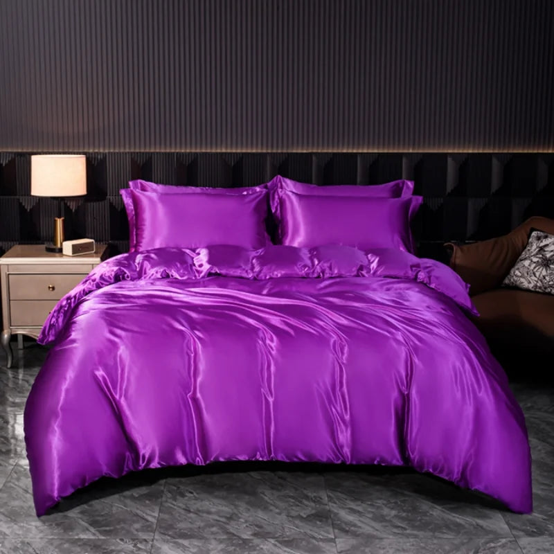 Solid silk bedding set with duvet cover, bed sheet, and pillowcases from ๐๐ ๐๐๐ ๐น๐๐๐๐ ๐ป๐๐๏ฟฝ