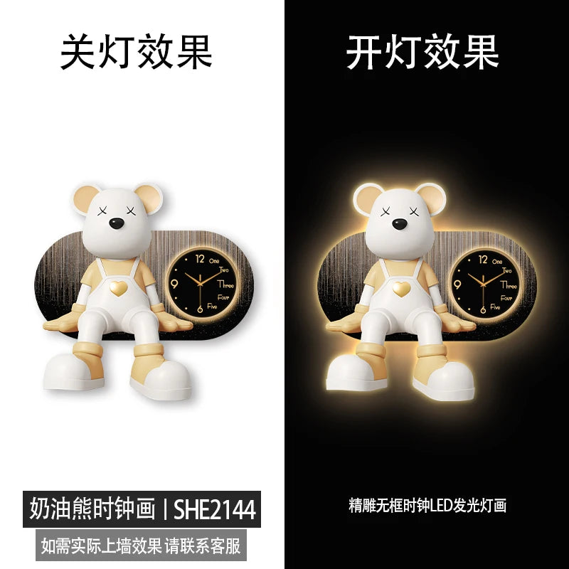 Creative Living Room Decoration Wall Clock Modern Design Cartoon Bear LED Clock Wall Painting Children Room Clock Luminous Mute - ๐๐ฎ ๐๐๐ ๐น๐๐๐๐ ๐ป๐๐๐๐ ๐๐