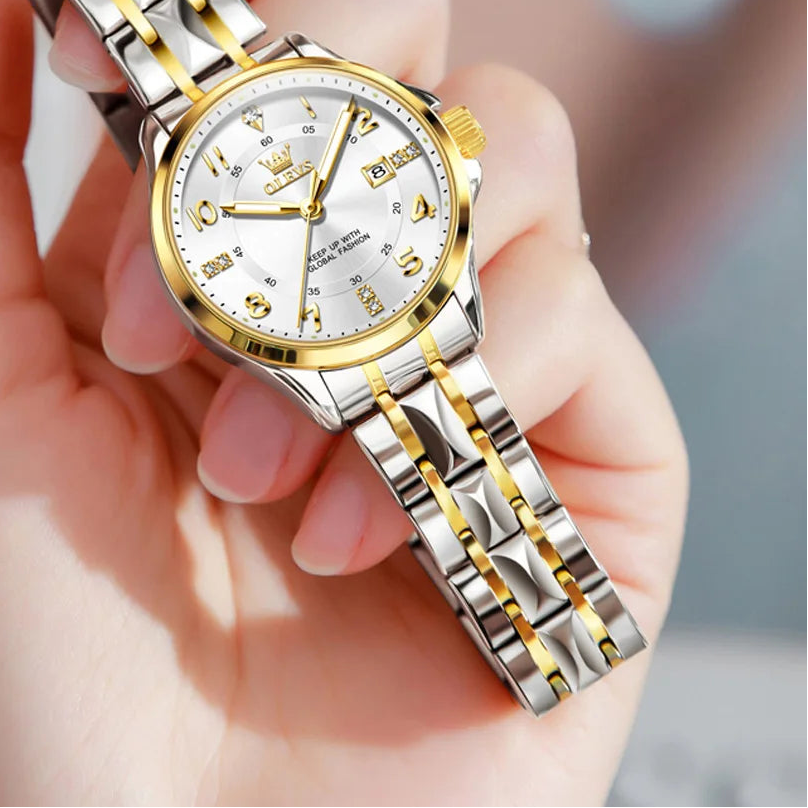 Elegant MC THE BLACK DIAMOND ladies' quartz wristwatch with luminous dial, waterproof design, and calendar feature.