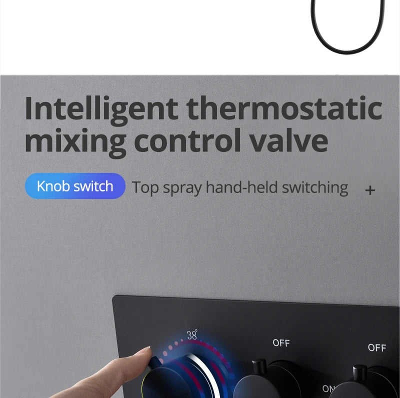 Luxury 16/20 inch rainfall mist spray LED shower head set with side massage jets and temperature control by šš ššš š¹šššš š»ļæ½