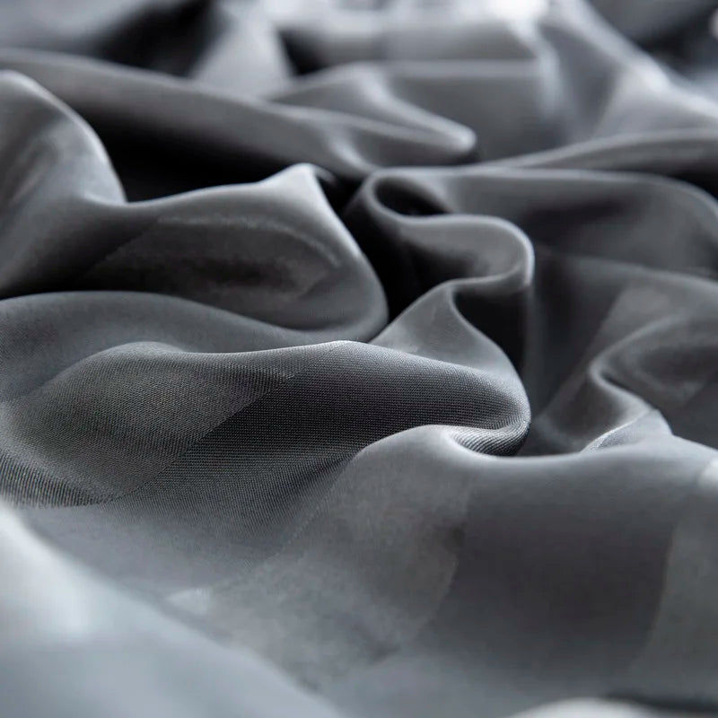 Luxurious ivory white satin striped duvet cover set by 𝕄𝕔 𝕋𝕙𝕖 𝔹𝕝𝕒𝕔𝕜 𝔻𝕚𝕒𝕞𝕠�
