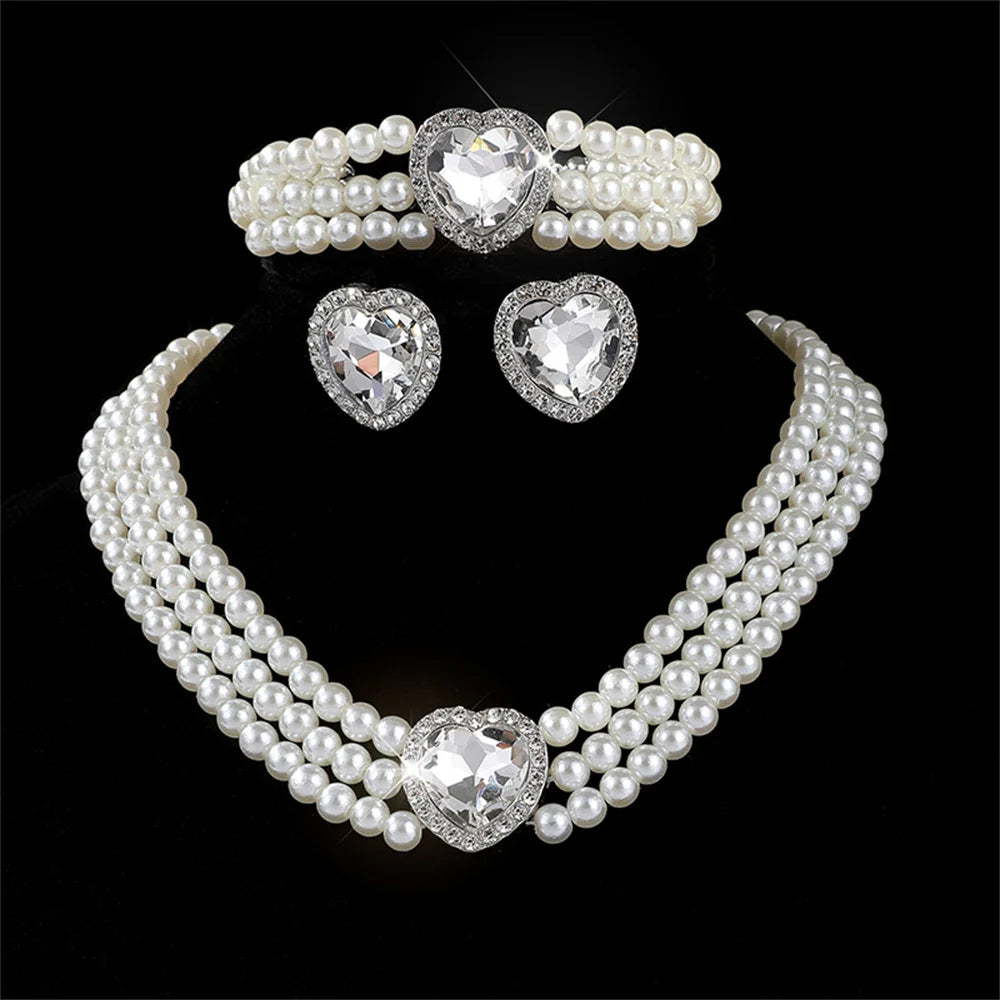 MC THE BLACK DIAMOND bridal jewelry set featuring a versatile necklace and matching earrings, elegant and suitable for special occasions.