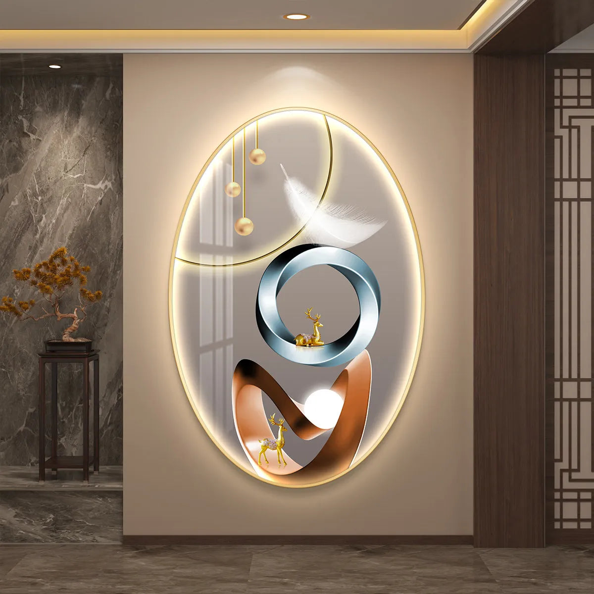 Light Luxury Wall Art Nine Fish Picture Entrance Wall Decor Aesthetic High End Living Room Corridor Luminous LED Light Painting - ๐๐ฎ ๐๐๐ ๐น๐๐๐๐ ๐ป๐๐๐๐ ๐๐