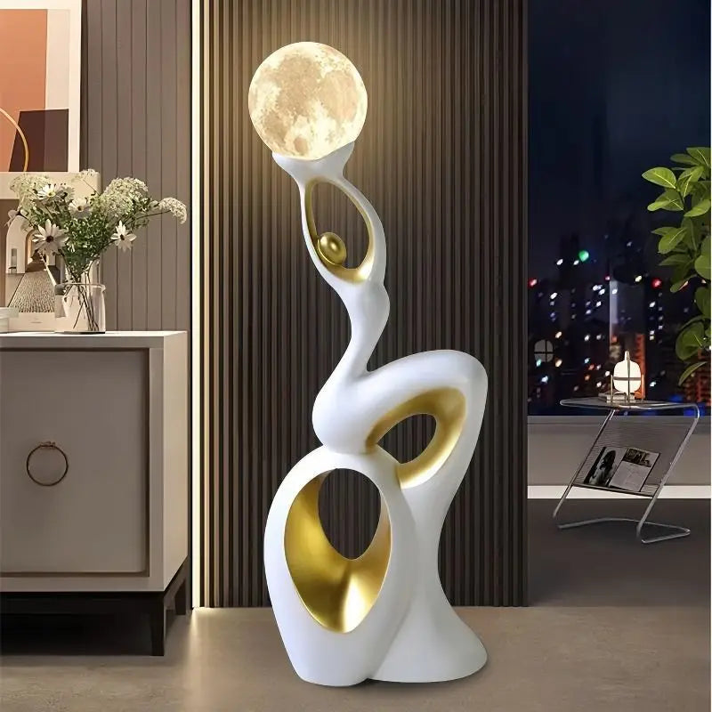 MC THE BLACK DIAMOND home decor sculpture figurines featuring a dancing life moon lantern and resin animal statue for living room decoration.