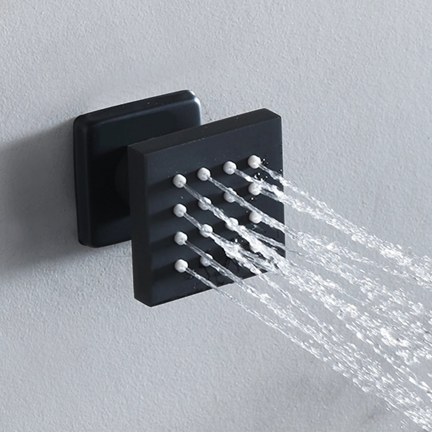 Luxury MC The Black Diamonds rainfall mist spray LED shower head set with side massage jets, 16/20 inch bath fixture.