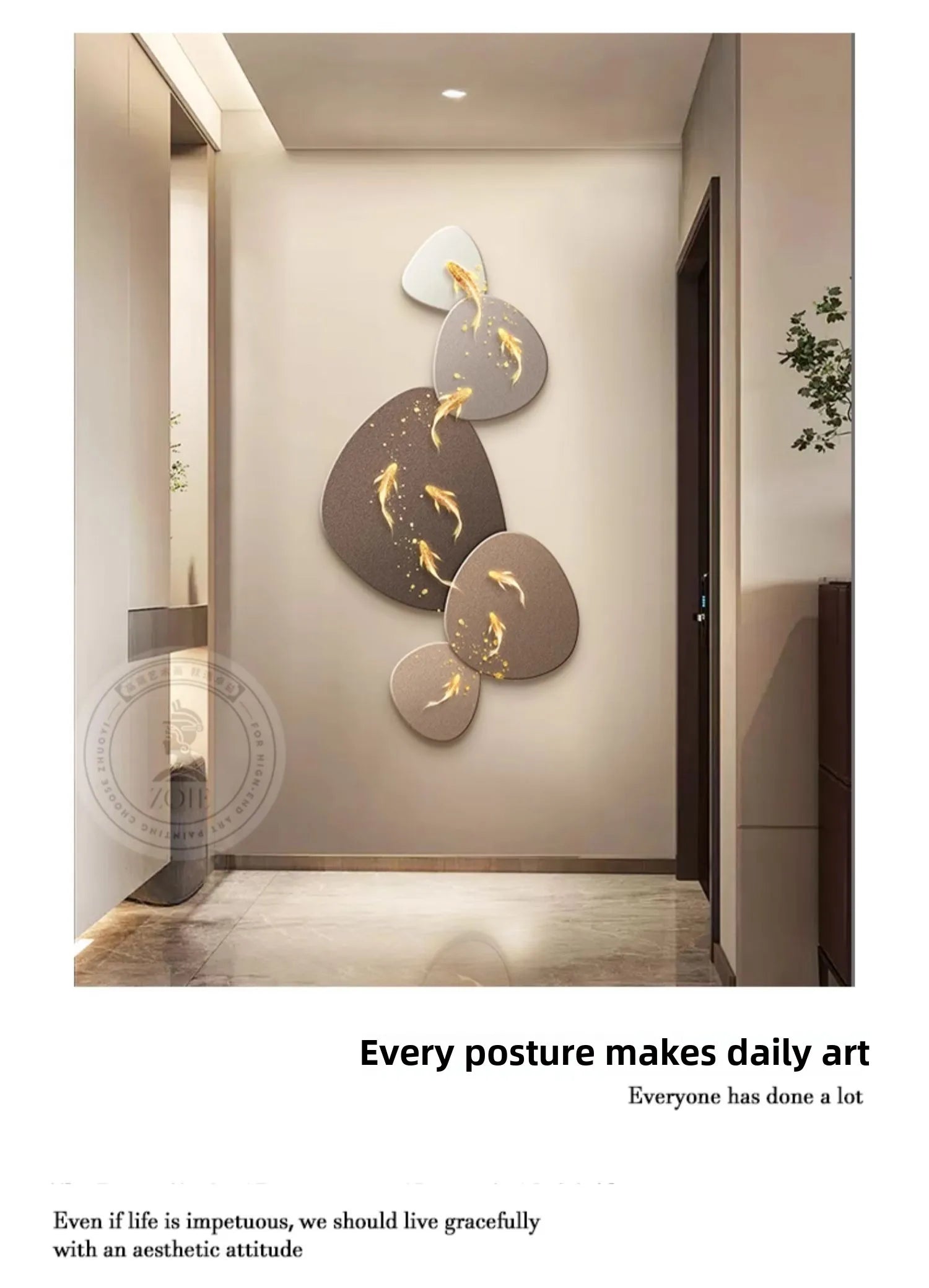 Home Art Decor Nine Fish Map Lamp painting Light Luxury Corridor Aisle Wall Decoration Luminous Murals High-end Hanging Painting - ๐๐ฎ ๐๐๐ ๐น๐๐๐๐ ๐ป๐๐๐๐ ๐๐