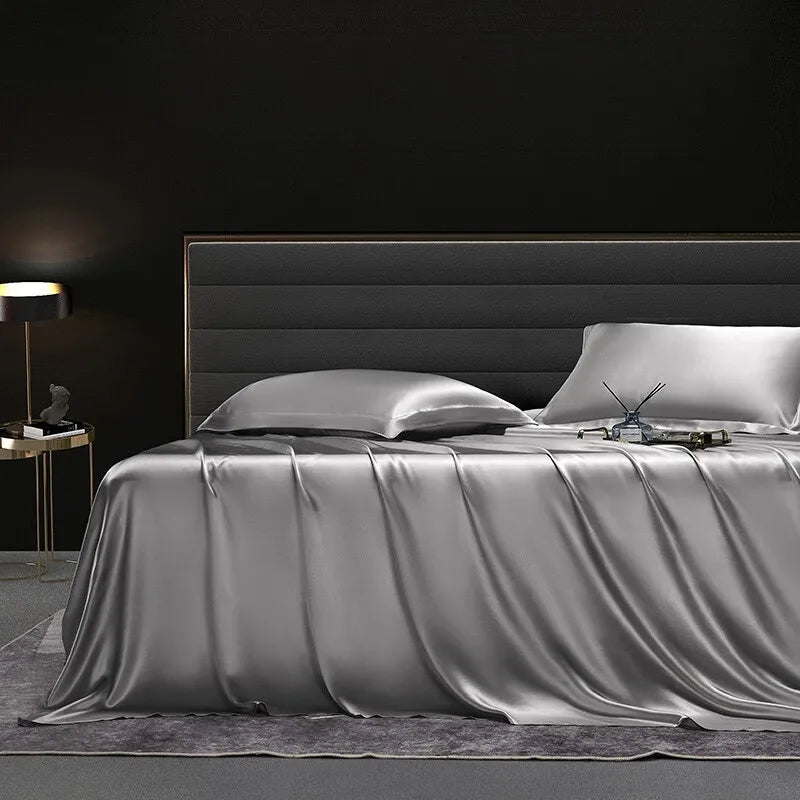 Solid silk bedding set with duvet cover, fitted sheet, pillowcases, and bedspreads from ๐๐ ๐๐๐ ๐น๐๐๐๐ ๐ป๐๏ฟฝ