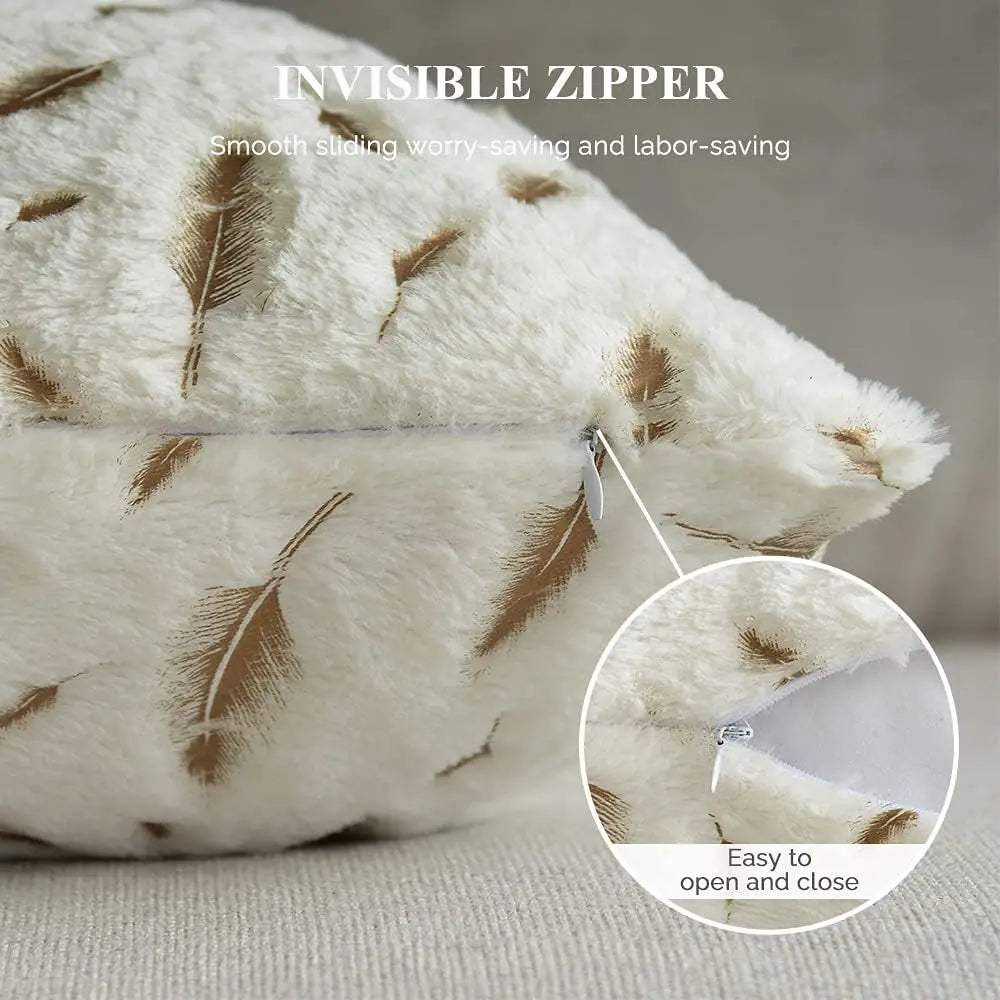 Gold feather decorative pillow cover by ๐๐ ๐๐๐ ๐น๐๐๐๐ ๐ป๐๐๐๐ ๐๏ฟฝ