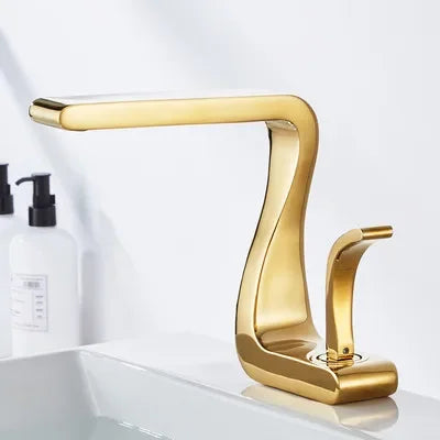 Luxury White Gold Bathroom Mixer Tap Brass Wash Basin Faucet Hot and Cold Water Sink Retro Faucet Single Hole Faucet Bathroom - https://mohammadcollection.com