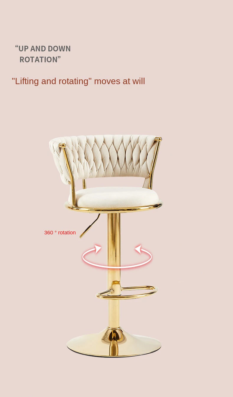 Rotating Lifting Bar Chair, High Foot Stool, Nordic Furniture, Backrest, Velvet Bar Stool, Bar Stools For Kitchen, Counter Stool - ๐๐ฎ ๐๐๐ ๐น๐๐๐๐ ๐ป๐๐๐๐ ๐๐