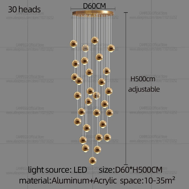 MC Modern LED Staircase Pendant Light Hanging Living Room