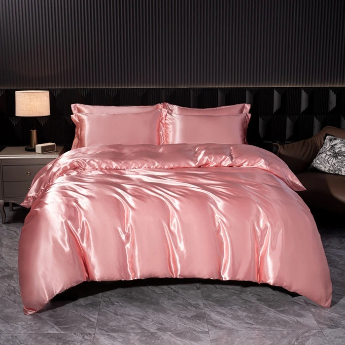 Luxury silk bedsheet set with duvet cover, pillowcases, and bed sheet in single, double, king, and queen sizes by ๐๐ ๐๐๐ ๐น๐๐๐๐
