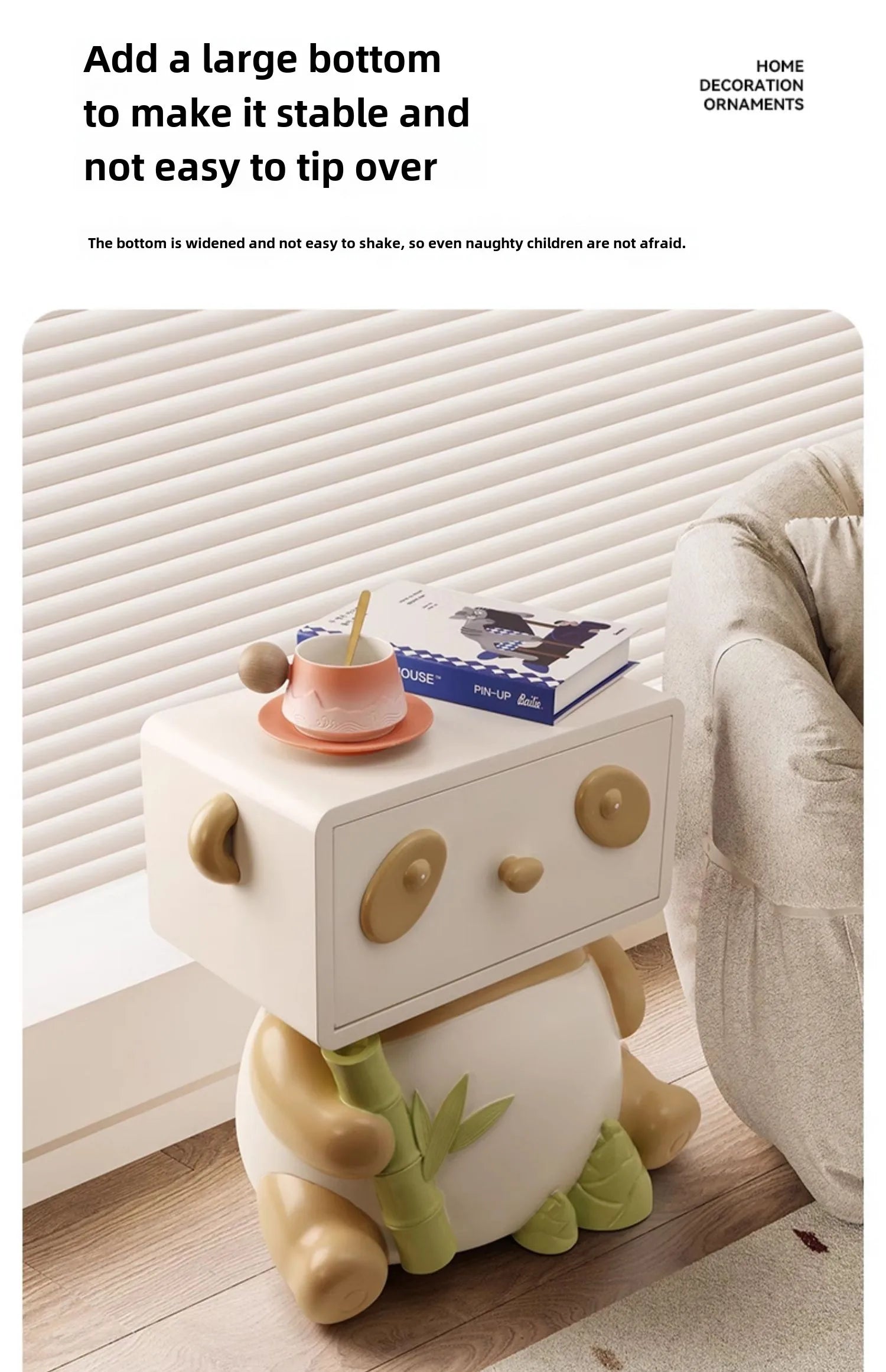 Cute Panda Bedside Table, Creative Floor Storage Ornament, Living Room, Bedroom, Sofa, Side Cabinet, Home Decoration, Furniture - ๐๐ฎ ๐๐๐ ๐น๐๐๐๐ ๐ป๐๐๐๐ ๐๐