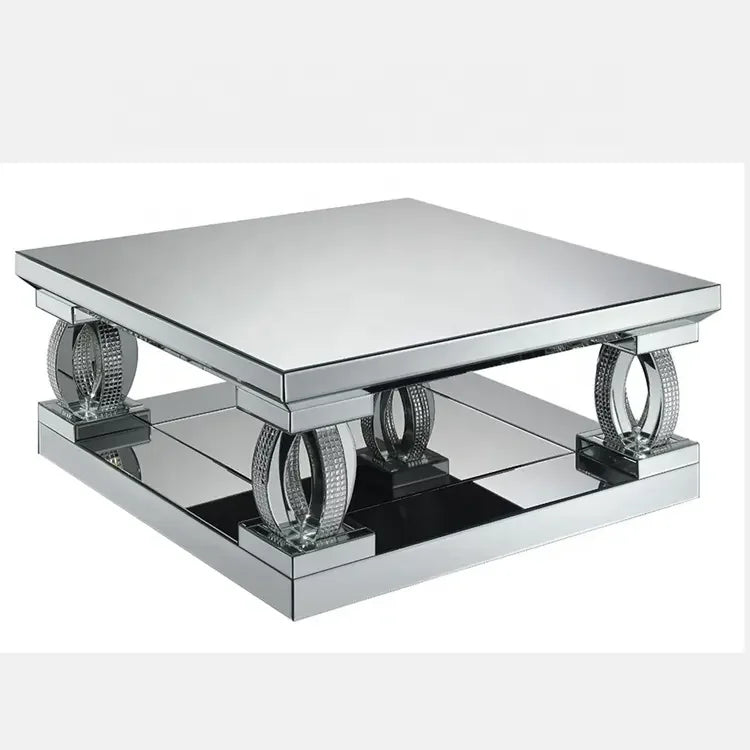Unique crystal design coffee table set by Mc The Black Diamonds, featuring mirrored center and sofa side tables for modern home decor.