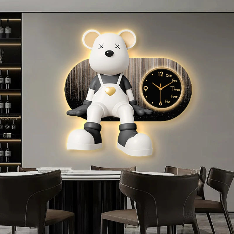 Creative Living Room Decoration Wall Clock Modern Design Cartoon Bear LED Clock Wall Painting Children Room Clock Luminous Mute - ๐๐ฎ ๐๐๐ ๐น๐๐๐๐ ๐ป๐๐๐๐ ๐๐