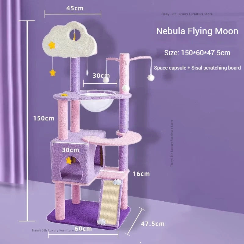 MC THE BLACK DIAMOND cat condo house featuring the Designers Denmark Nordic luxury space capsule tree climbing frame for cats.