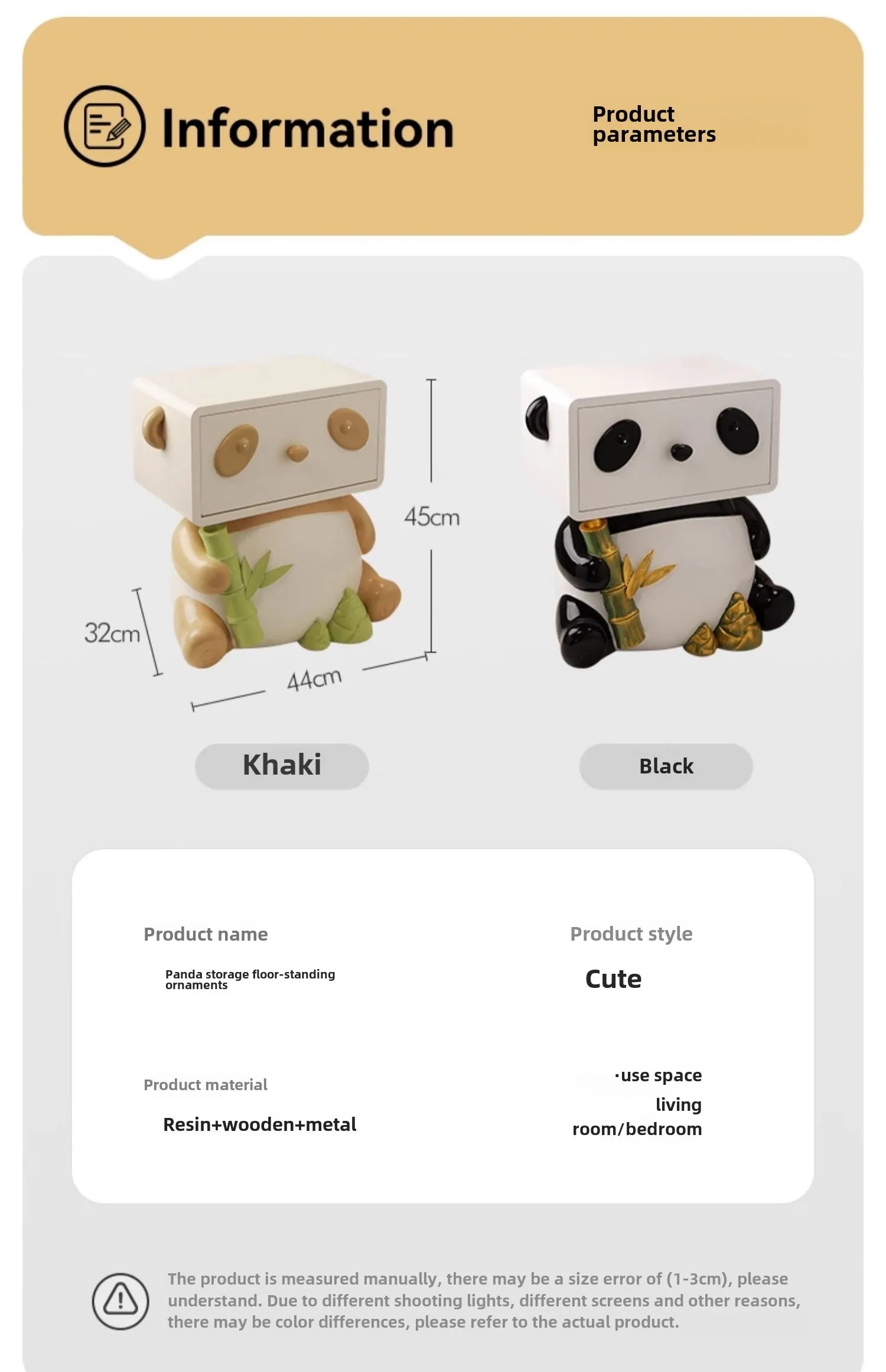 Cute Panda Bedside Table, Creative Floor Storage Ornament, Living Room, Bedroom, Sofa, Side Cabinet, Home Decoration, Furniture - ๐๐ฎ ๐๐๐ ๐น๐๐๐๐ ๐ป๐๐๐๐ ๐๐