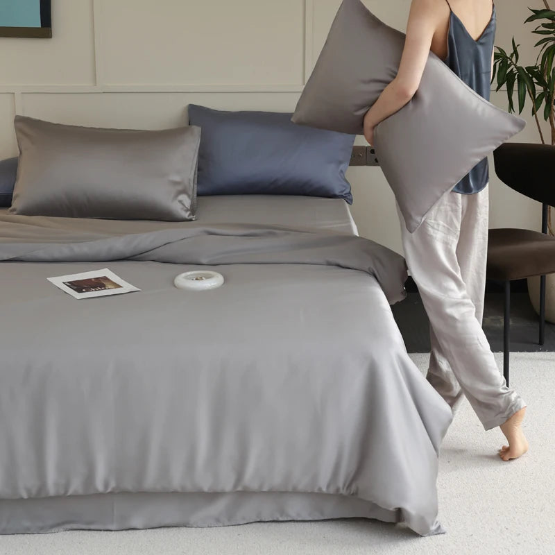 MC Collection 100% mulberry silk bedding set featuring smooth silk sheets and pillowcases, showcasing luxurious home decor by 𝕄𝕔 𝕋𝕙𝕖 𝔹𝕝𝕒𝕔𝕜 𝔻
