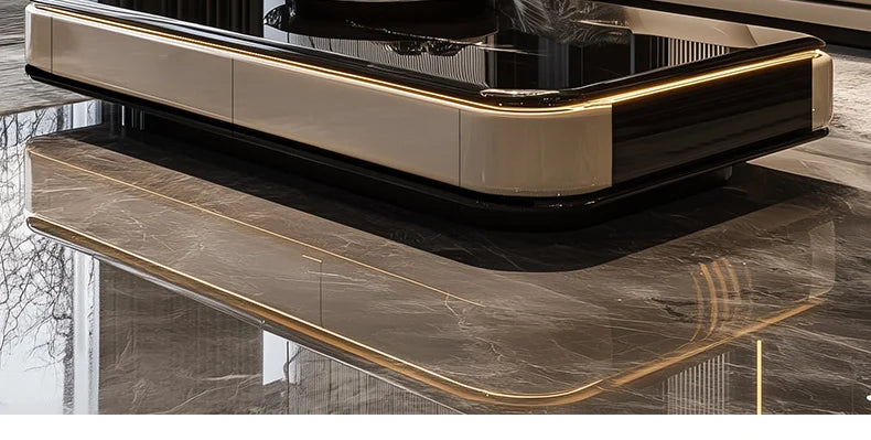 Modern minimalist black glass table with slate microcrystalline stone top, extended to 1.5 meters, by ๐๐ ๐๐๐ ๐น๐๐๐๐ ๐ป๏ฟฝ