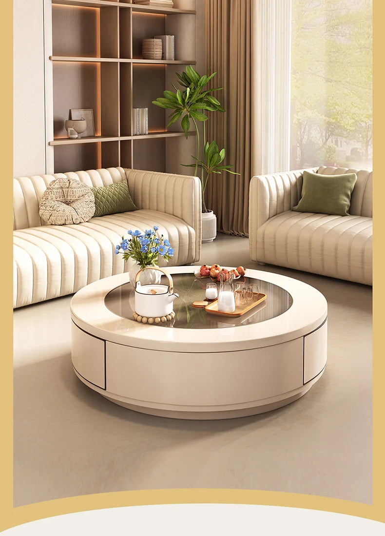 Minimalist Nordic-style coffee table by MC THE BLACK DIAMOND featuring sleek storage design and luxury aesthetic for modern living spaces.