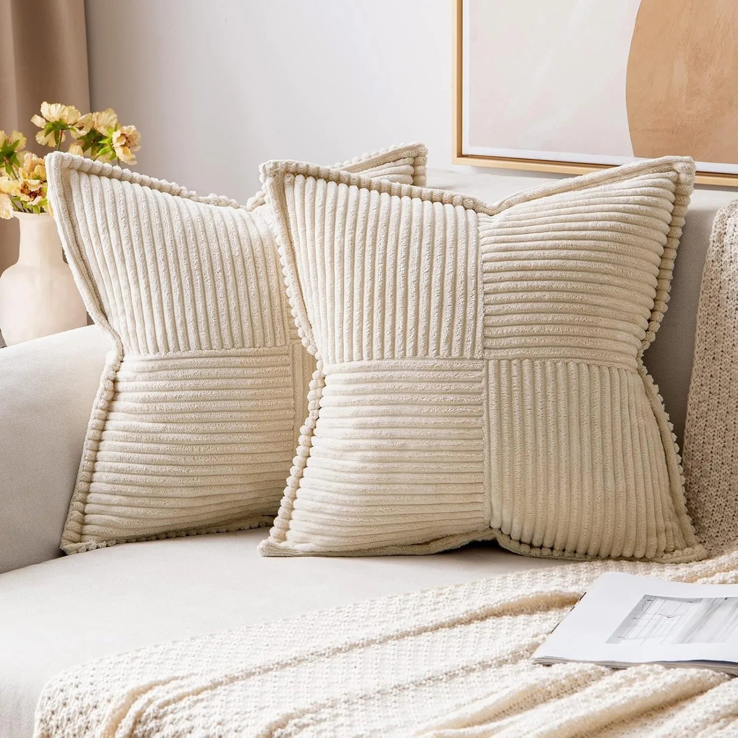 Boho striped pillow cover by Mc The Black Diamonds, decorative cushion for sofa, featuring colorful striped pattern in home decor style