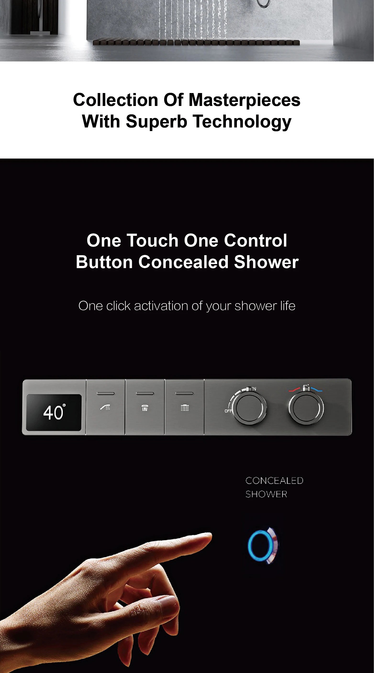 Luxury brass gun gray ceiling shower system with LED display, hot and cold water, embedded bathroom faucet by šš ššš š¹šššš š»š