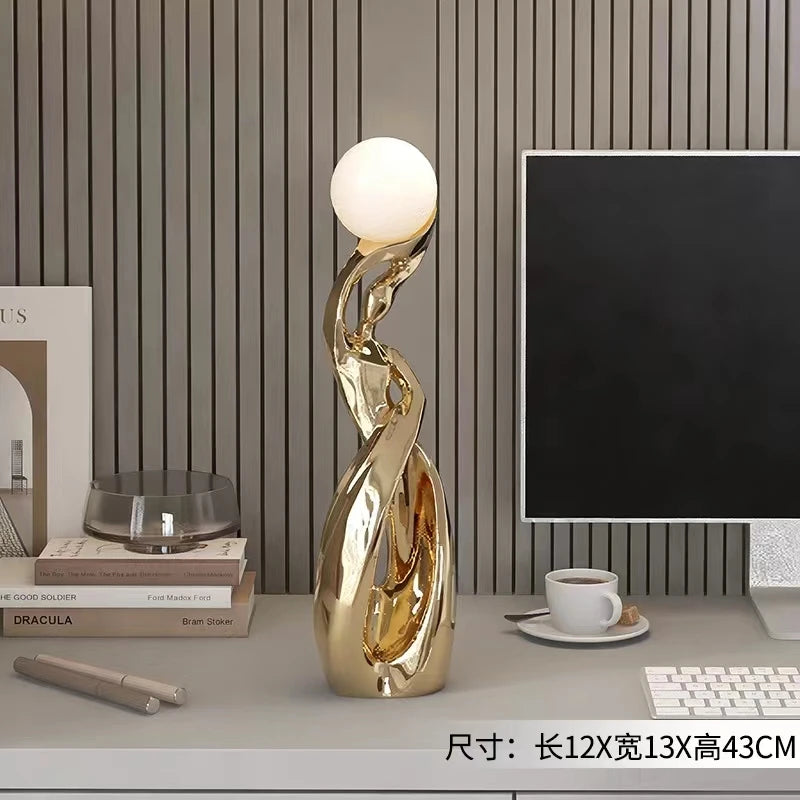 Home Decor Statue Abstract Art Ornaments Nordic Living Room Large Floor Luminous Sculpture Housewarming Gift Interior Figurines - https://mohammadcollection.com