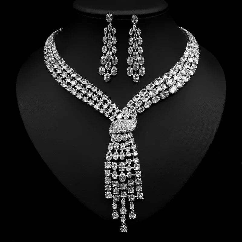 Handmade Lab Emerald Diamond Jewelry set 14K White Gold Wedding Rings Earrings Necklace For Women Bridal Engagement Jewelry Gift - https://mohammadcollection.com