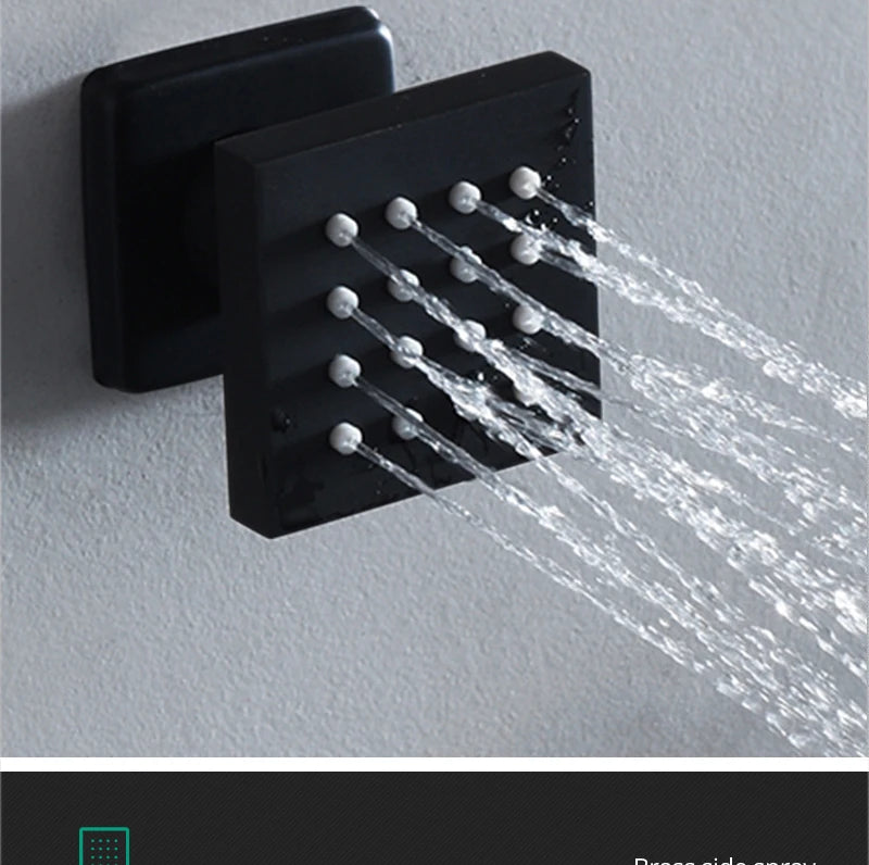 Luxury 16/20 inch rainfall mist spray LED shower head set with side massage jets and temperature control, by šš ššš š¹šššš š»ļæ½