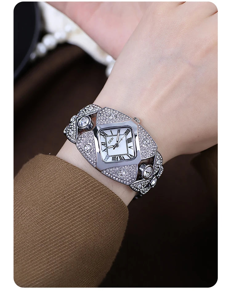 2025 New Women Watch Light Luxury Brand Diamond Inlaid Bracelet Watches Waterproof Ladies Fashion Quartz Clock Wristwatch Gift - https://mohammadcollection.com