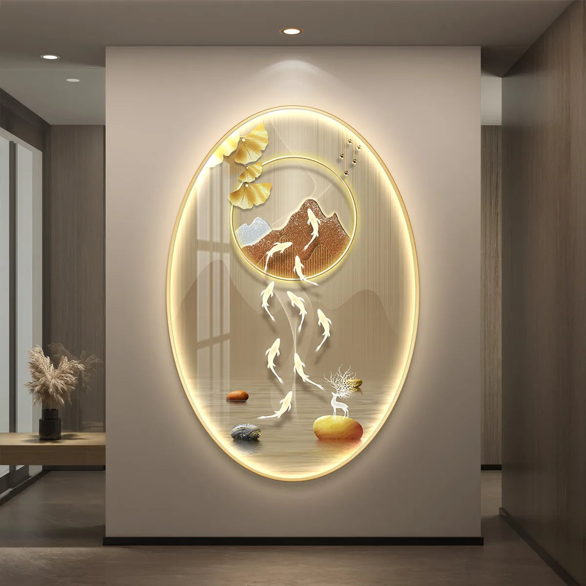 Light Luxury Wall Art Nine Fish Picture Entrance Wall Decor Aesthetic High End Living Room Corridor Luminous LED Light Painting - ๐๐ฎ ๐๐๐ ๐น๐๐๐๐ ๐ป๐๐๐๐ ๐๐