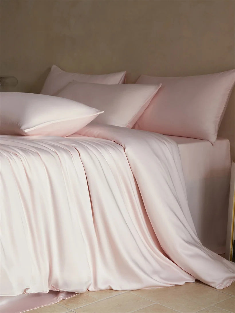 MC Collection 100% Mulberry Silk Bedding Set for home decor, soft silk sheets and pillowcases in elegant design.
