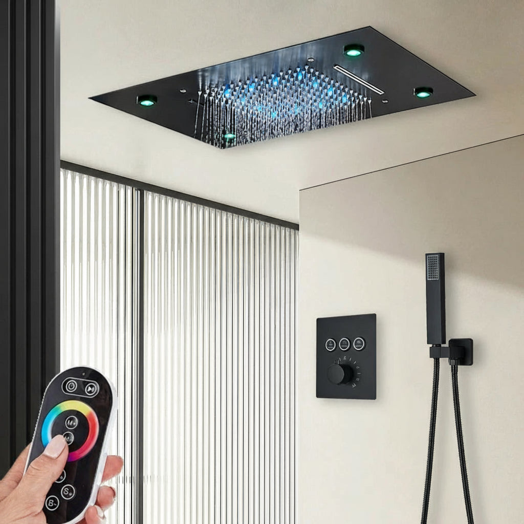 Black thermostatic bathroom shower faucet set by šš ššš š¹šššš š»šššš š