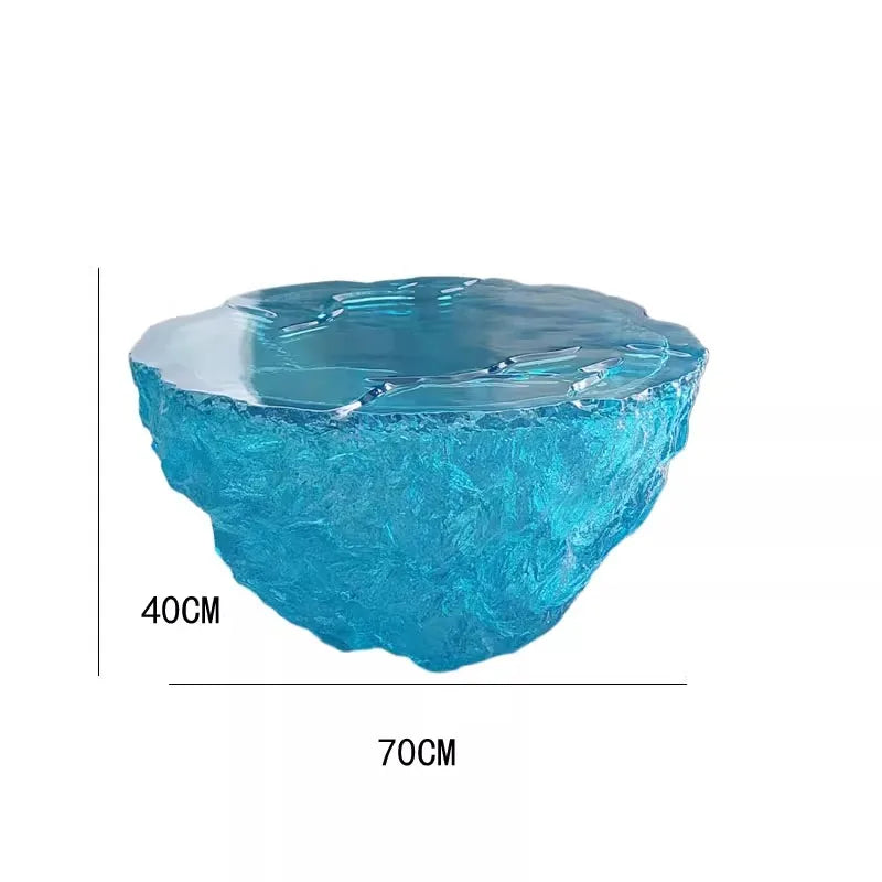 Clear resin coffee table from MC THE BLACK DIAMOND featuring a transparent, modern design with a smooth surface and sturdy base.